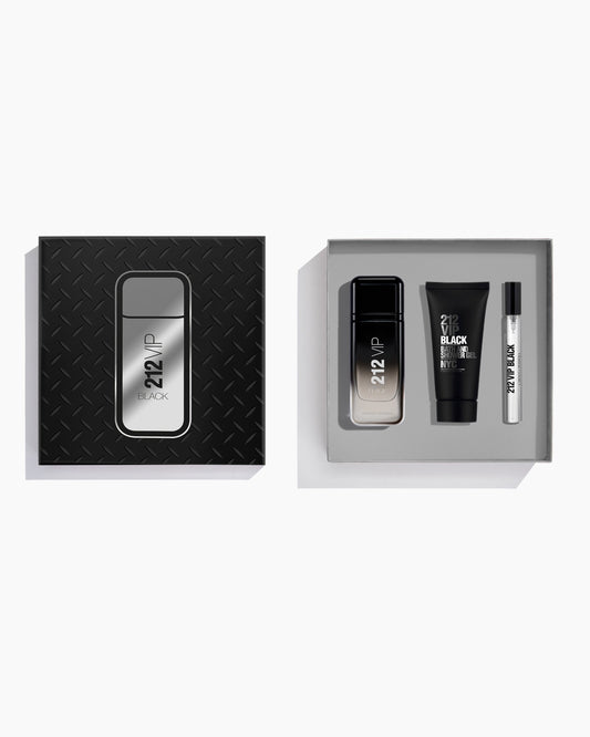 Carolina Herrera Set 212 VIP Black 100ml Eau de Parfum, 100ml Shower Gel and Megaspritzer 10ml