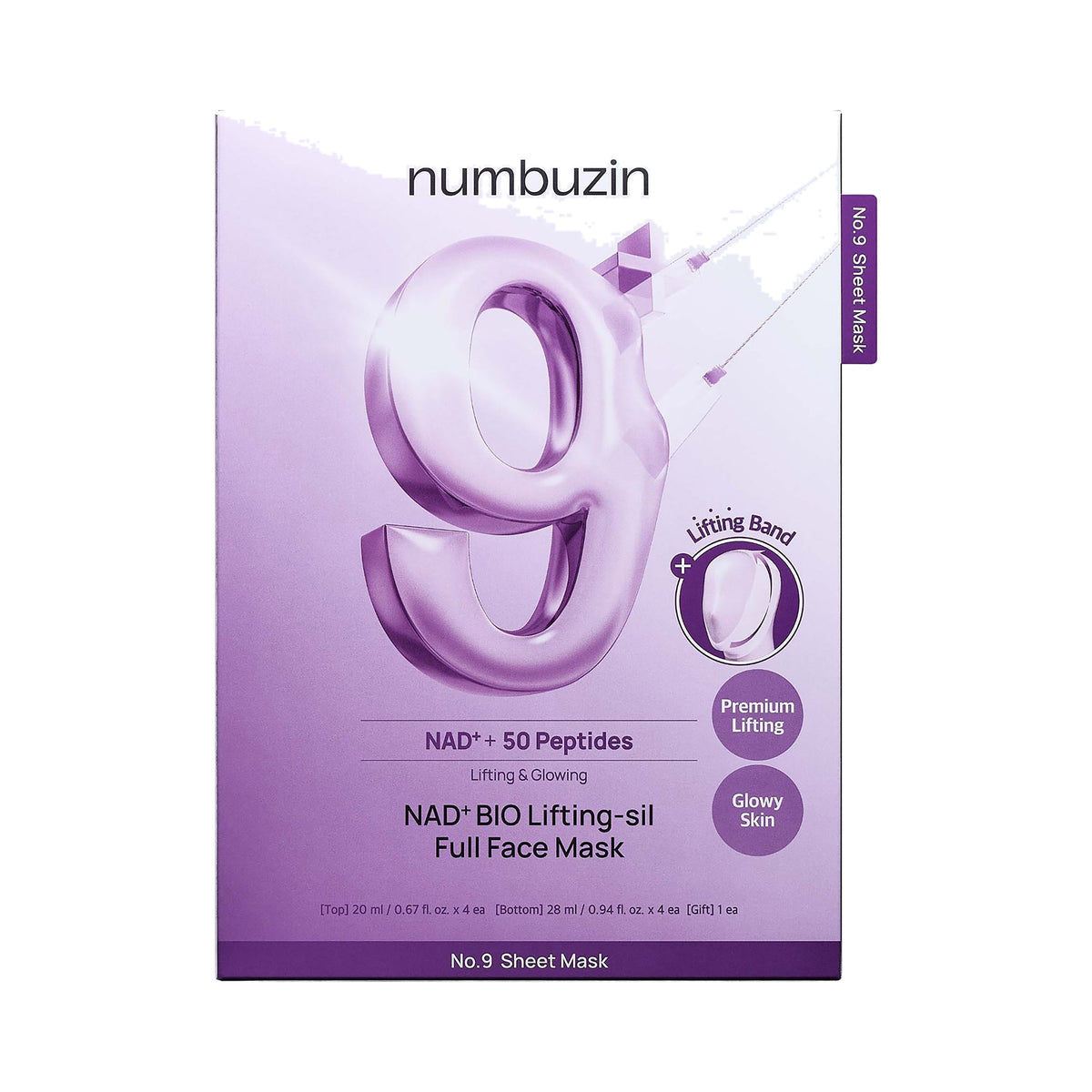 Numbuzin No.9 NAD+ Bio Lifting-sil Full Face Mask (4 sheets)