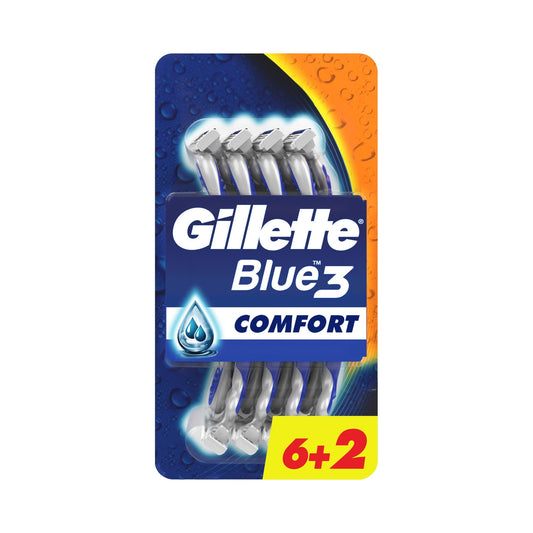 Gillette Blue3 Comfort Disposable Razors, 6 + 2 Pack