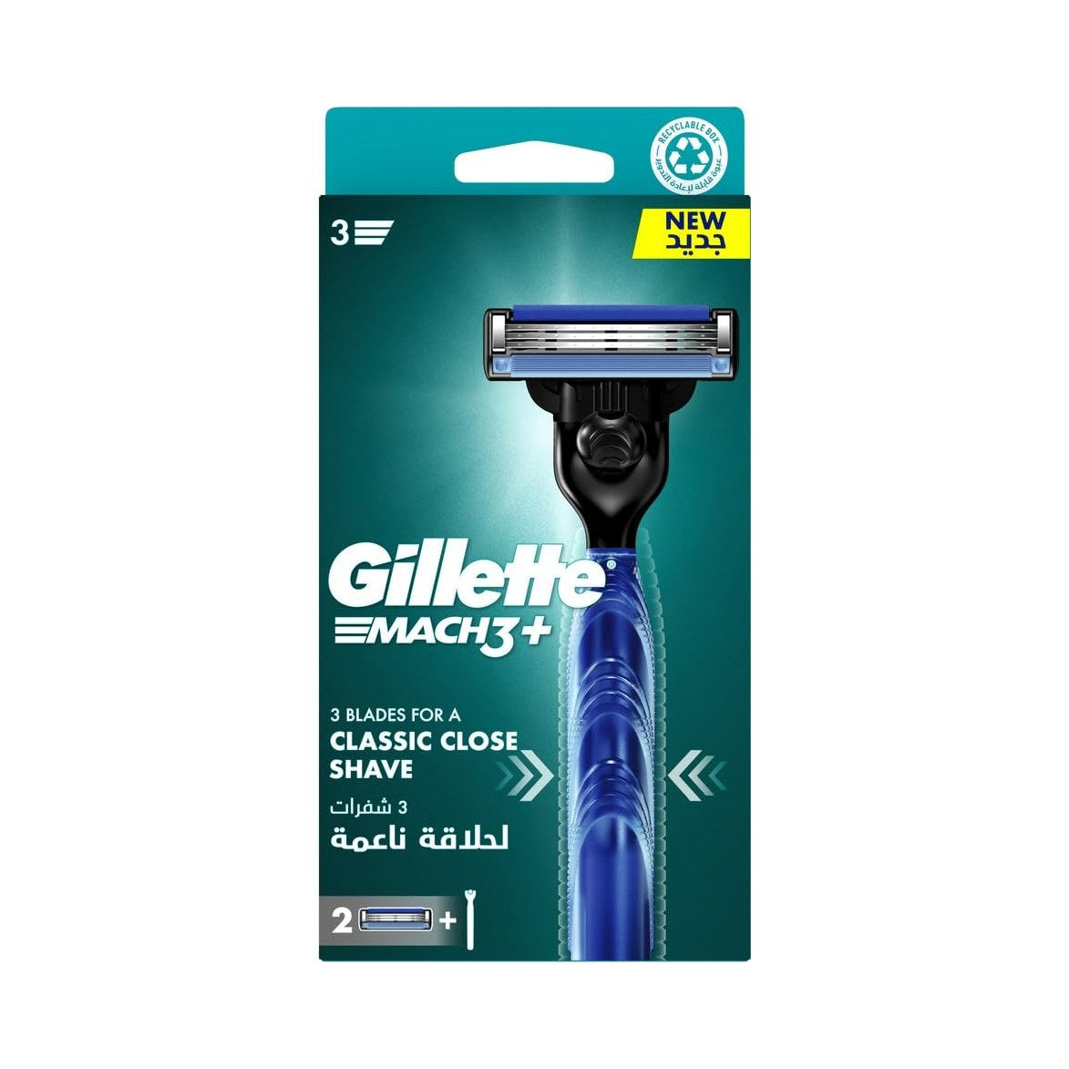Gillette Mach3+ Razor + 2 Cartridges