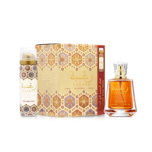 Lattafa Raghba Eau de Parfum 100 mL + 50 mL Deodorant Set – Unisex - Sam's Fragrances