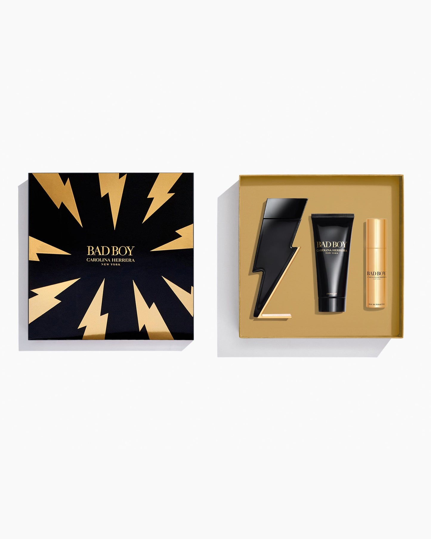 Carolina Herrera Set Bad Boy 100ml Eau de Toilette, 100ml Shower Gel and 10ml Travel Spray