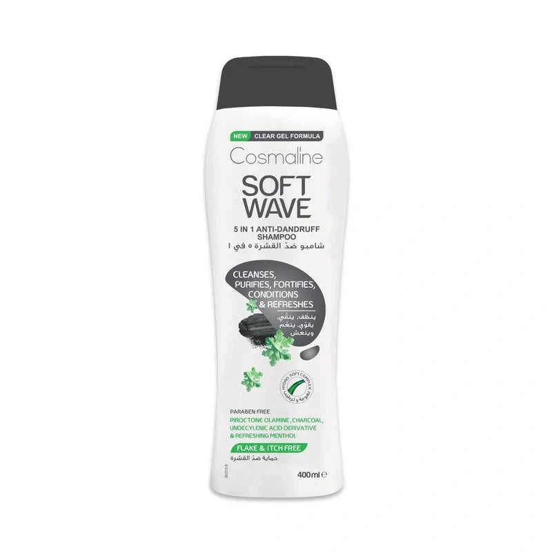 Cosmaline Soft Wave 5 In 1 Anti-Dandruff Shampoo and Conditioner (With Menthol & Charcoal)