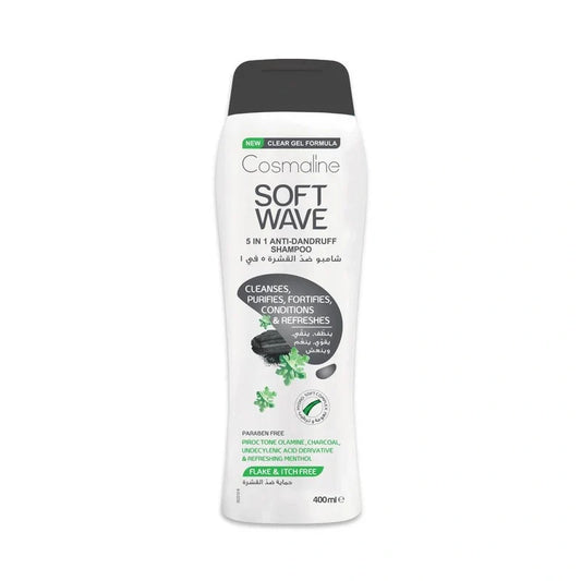 Cosmaline Soft Wave 5 In 1 Anti-Dandruff Shampoo and Conditioner (With Menthol & Charcoal)