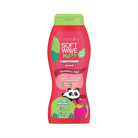 Cosmaline Soft Wave Kids Strawberry Conditioner Over 90% Natural Origin Ingredients 400Ml
