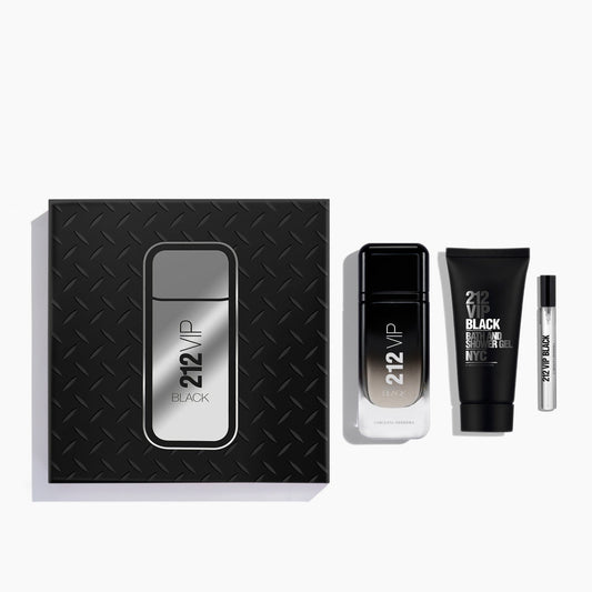 Carolina Herrera Set 212 VIP Black 100ml Eau de Parfum, 100ml Shower Gel and Megaspritzer 10ml