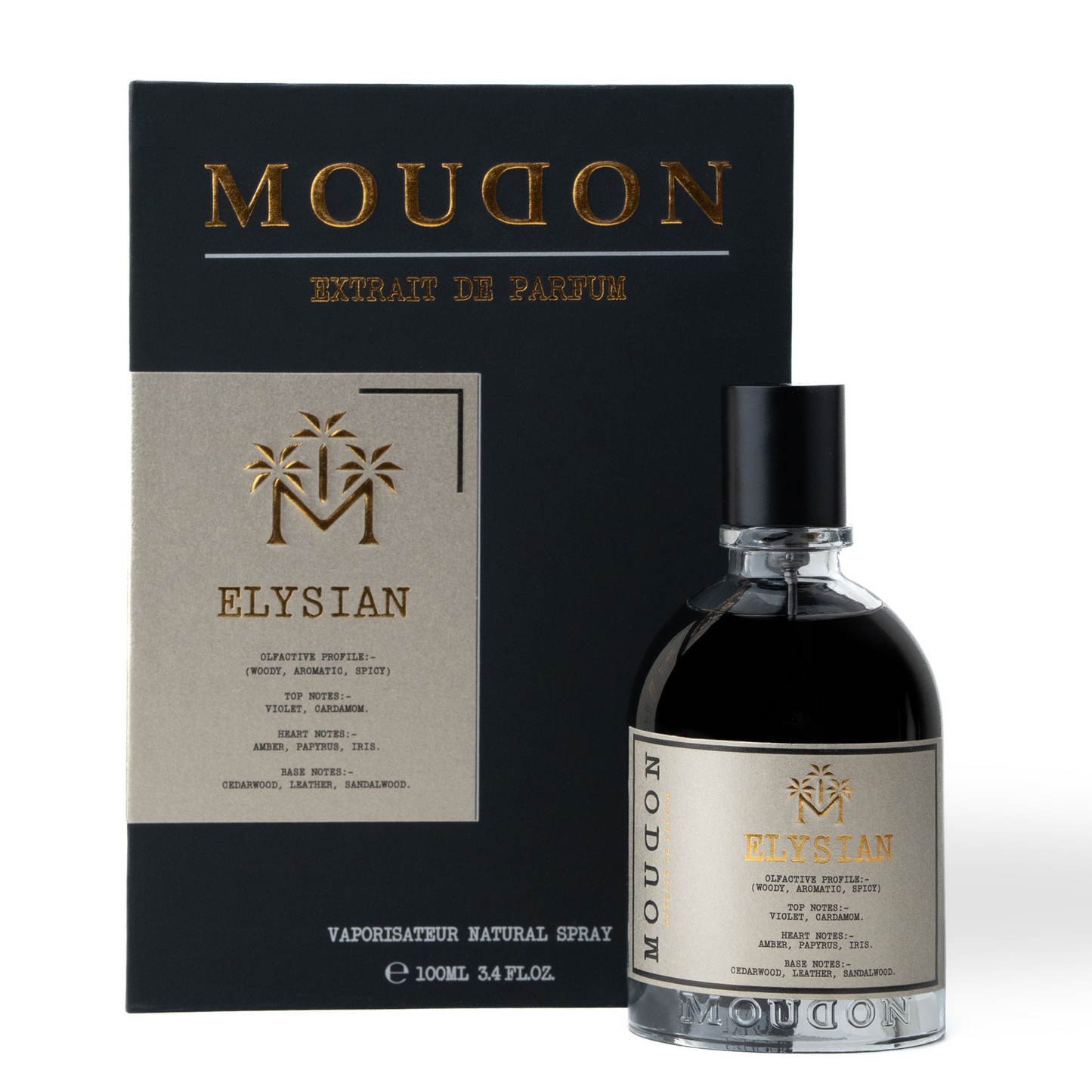 Moudon Elysian Extrait de Parfum 100 mL - bottle and box
