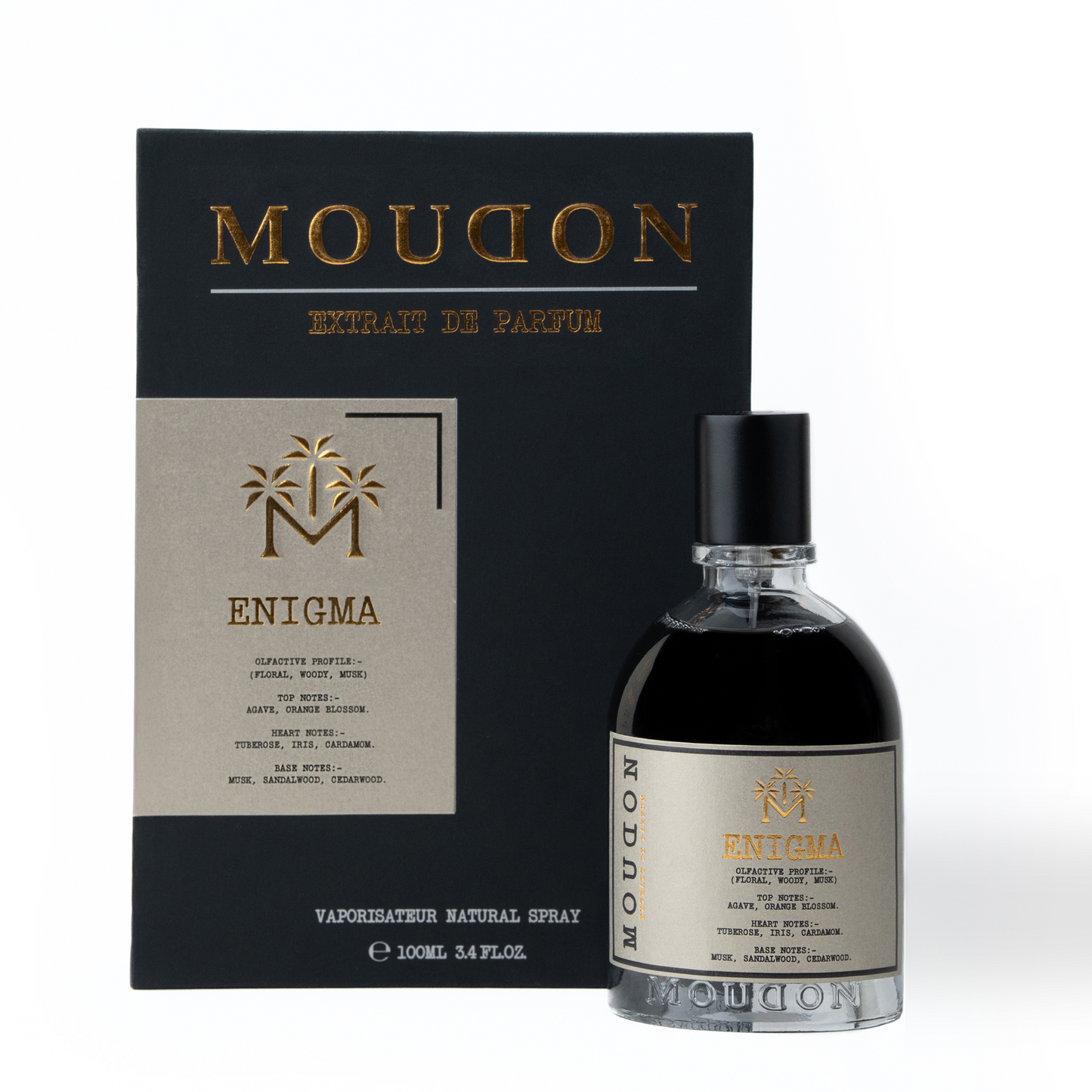 Moudon Enigma Extrait de Parfum 100 mL - bottle and box
