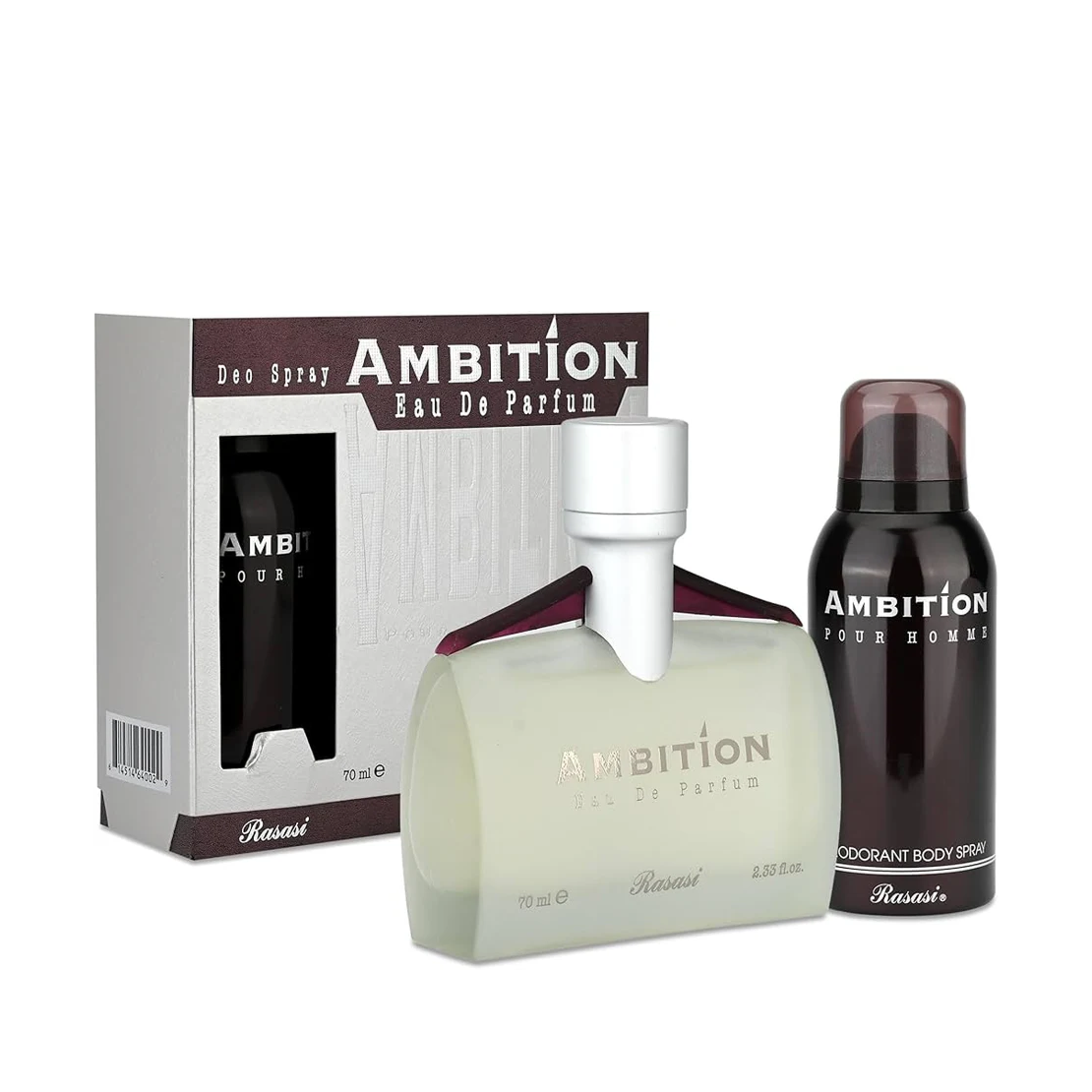 Rasasi Ambition Gift Set for Men — Eau de Parfum 70 mL + Deodorant 150 mL