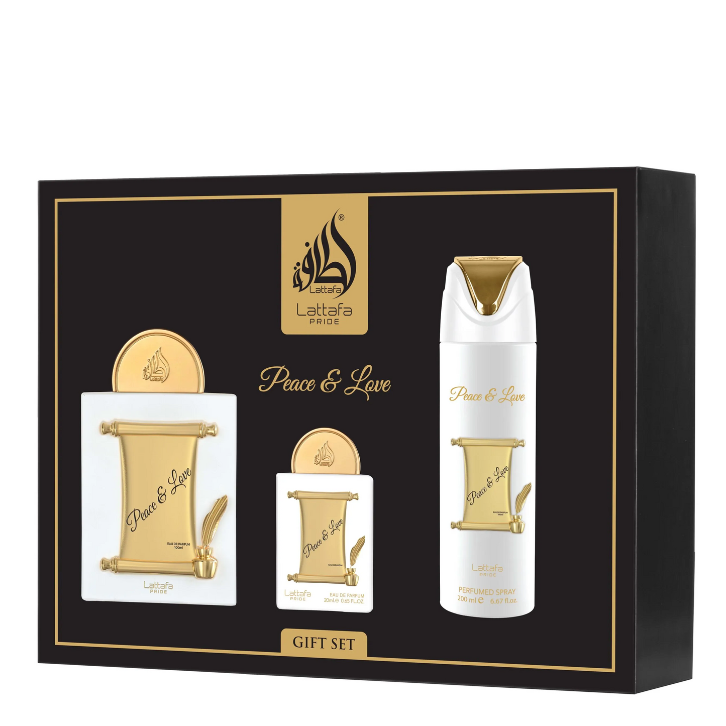 Lattafa Peace & Love 3-Piece Gift Set – Unisex