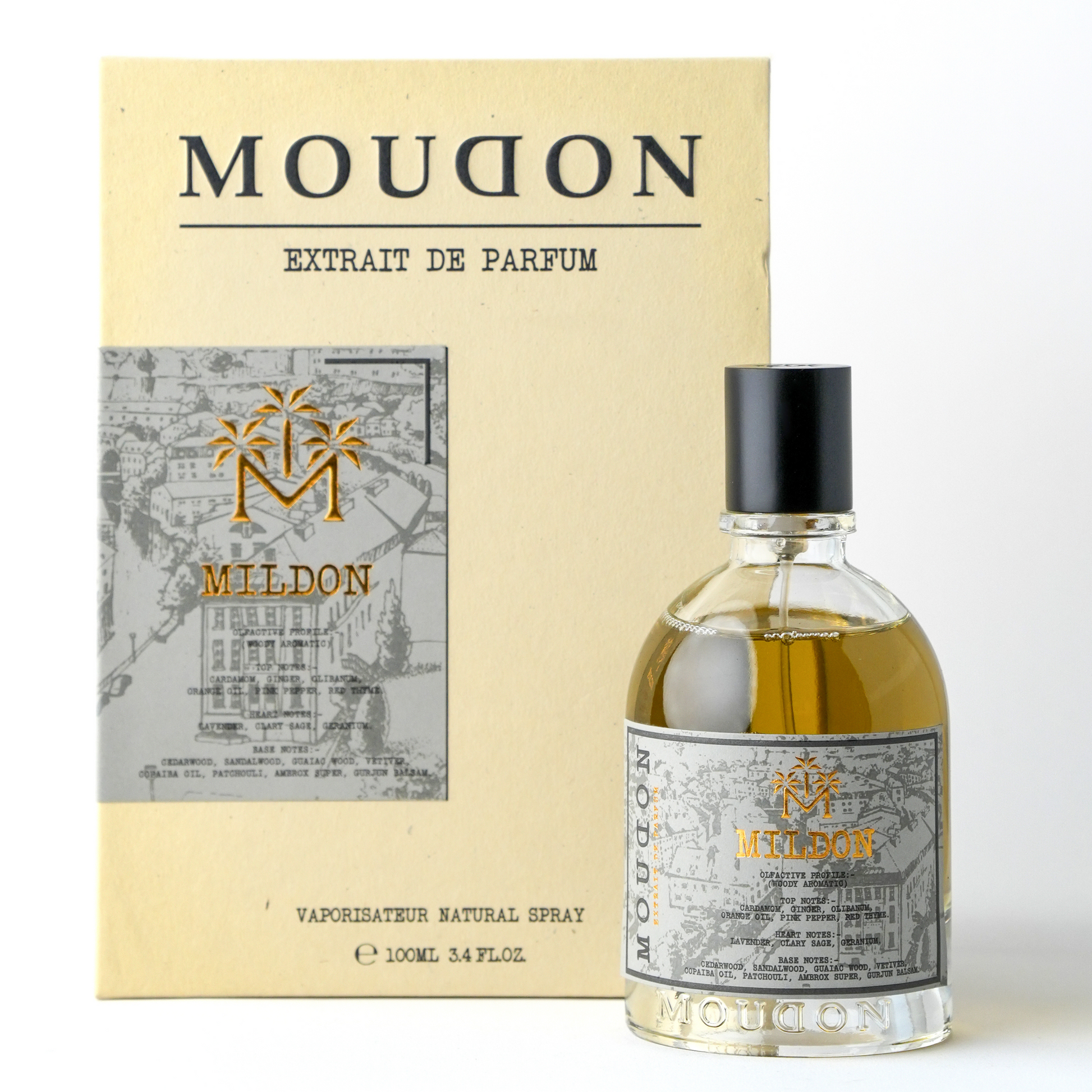 Moudon Mildon Extrait de Parfum 100 mL - bottle and box