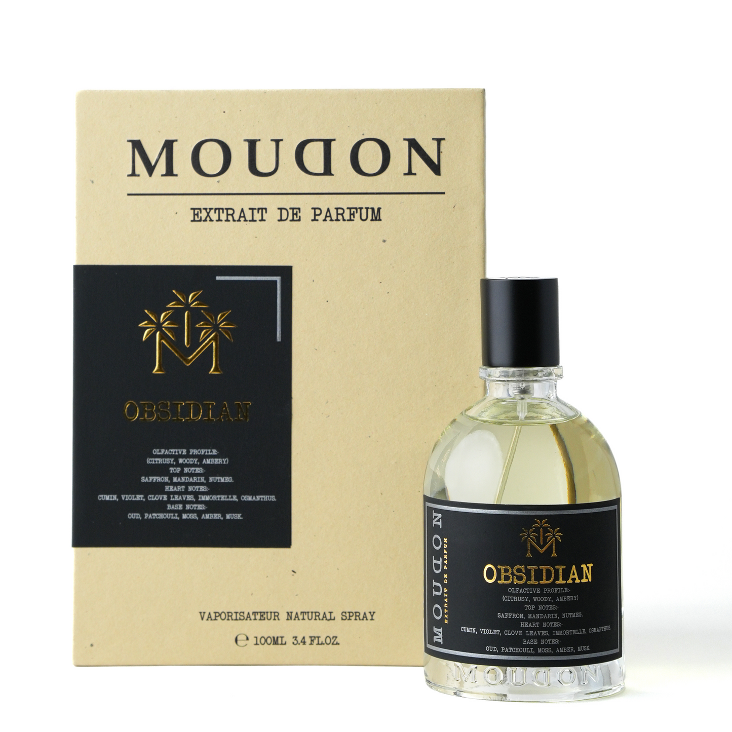Moudon Obsidian Extrait de Parfum 100 mL - bottle and box