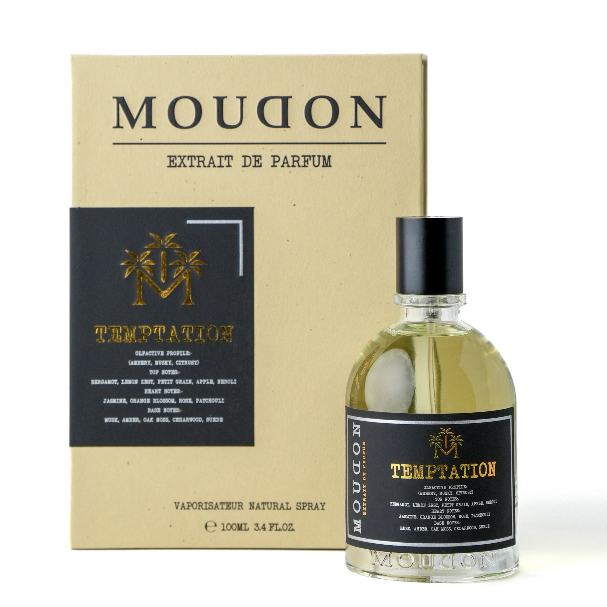 Moudon Temptation Extrait de Parfum 100 mL - bottle and box