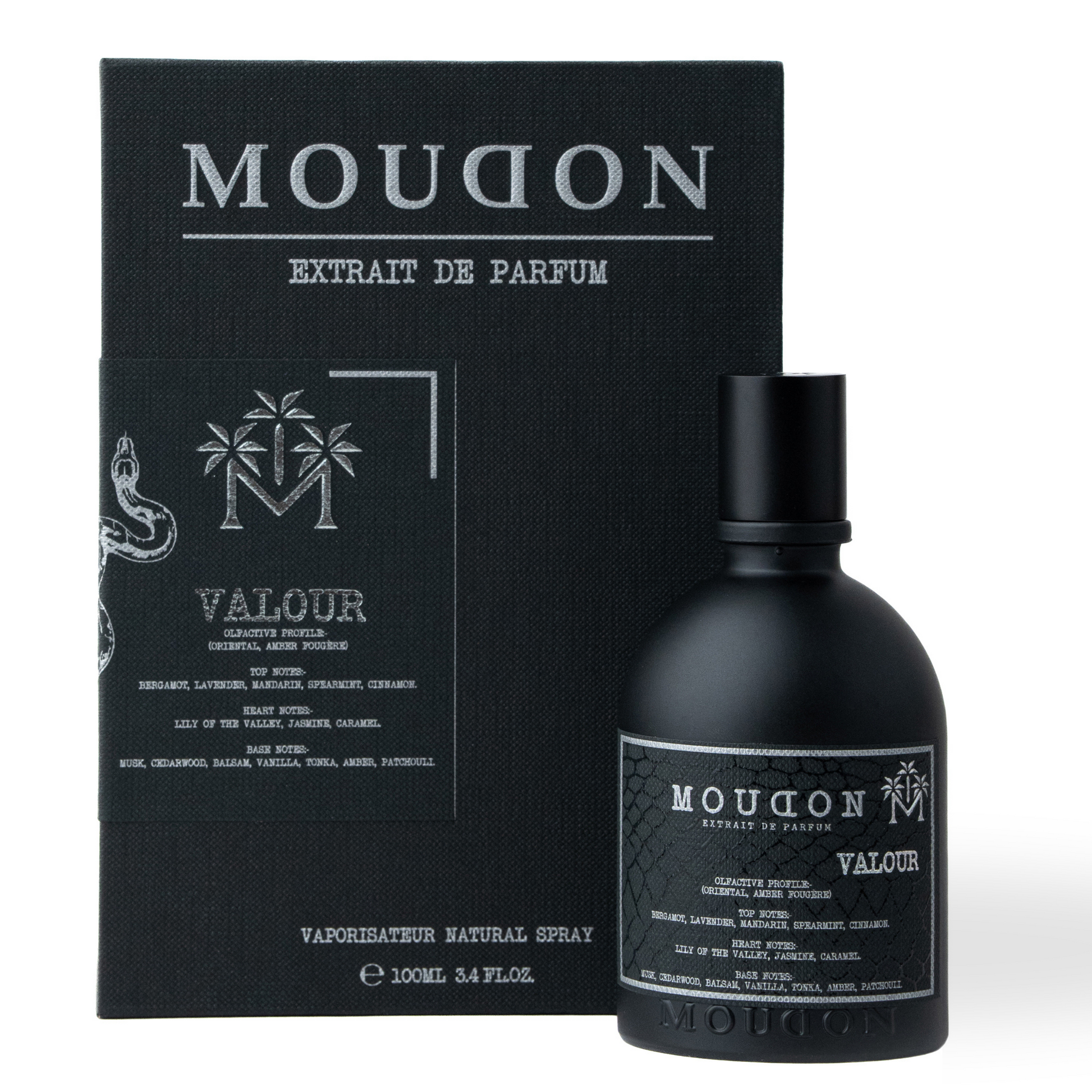 Moudon Valour Extrait de Parfum 100 mL - bottle and box