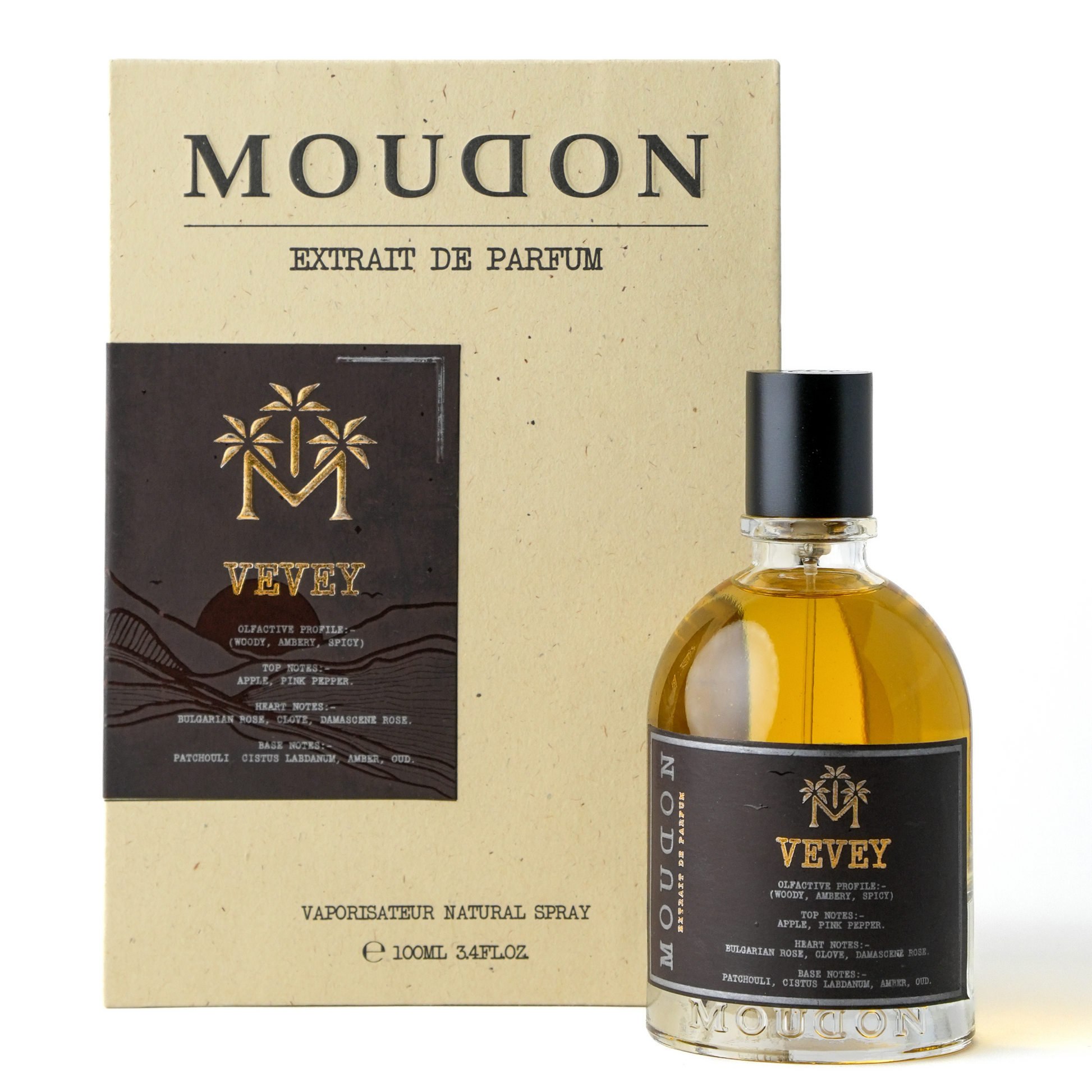 Moudon Vevey Extrait de Parfum 100 mL - bottle and box