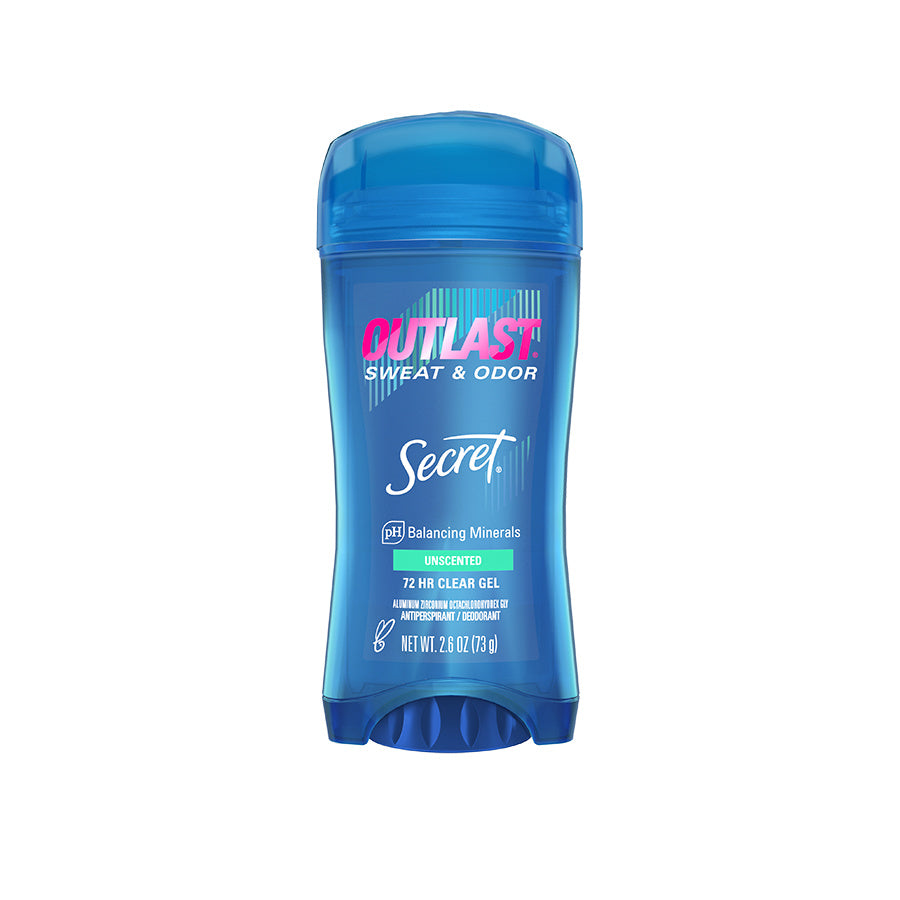 Secret Outlast Sweat & Odor Unscented 72 HR Clear Gel Antiperspirant 73 g